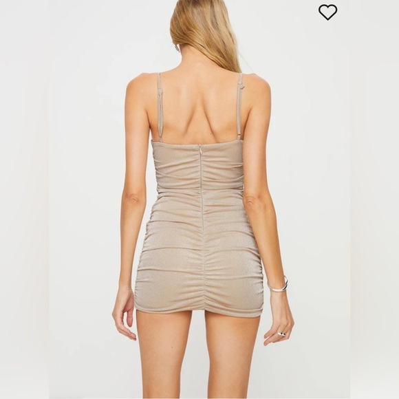 NWT Princess Polly Rabara Metallic Champagne Mini Dress Size 4 / Small - Picture 3 of 10